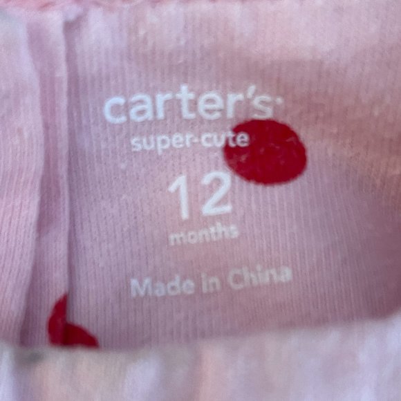 3/$10 Girls Super Cute Carter's Pink and Red Polka Dot Pattern T-Shirt Size 12M - Picture 3 of 3